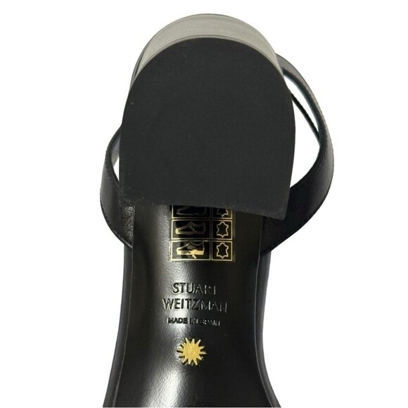 NEW IN BOX Stuart Weitzman Nearlybare Black Sandals Smooth Calf Leather Size 8 - Picture 12 of 14